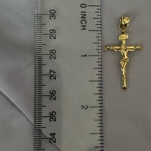 Gold Crucifix Pendant - Polished Gold Tone